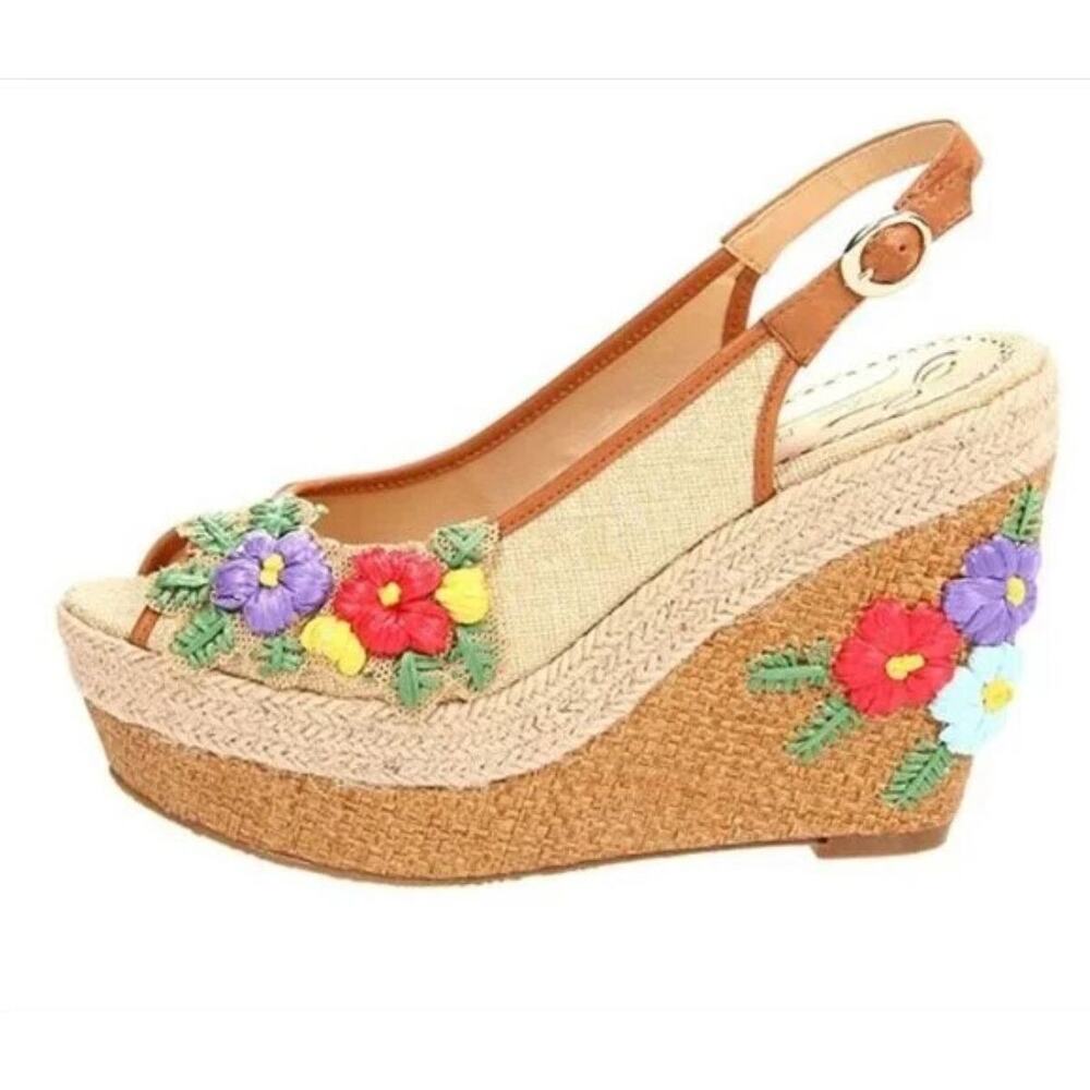 Poetic License Floral Wedge Sandals - Brown and Multicolor
